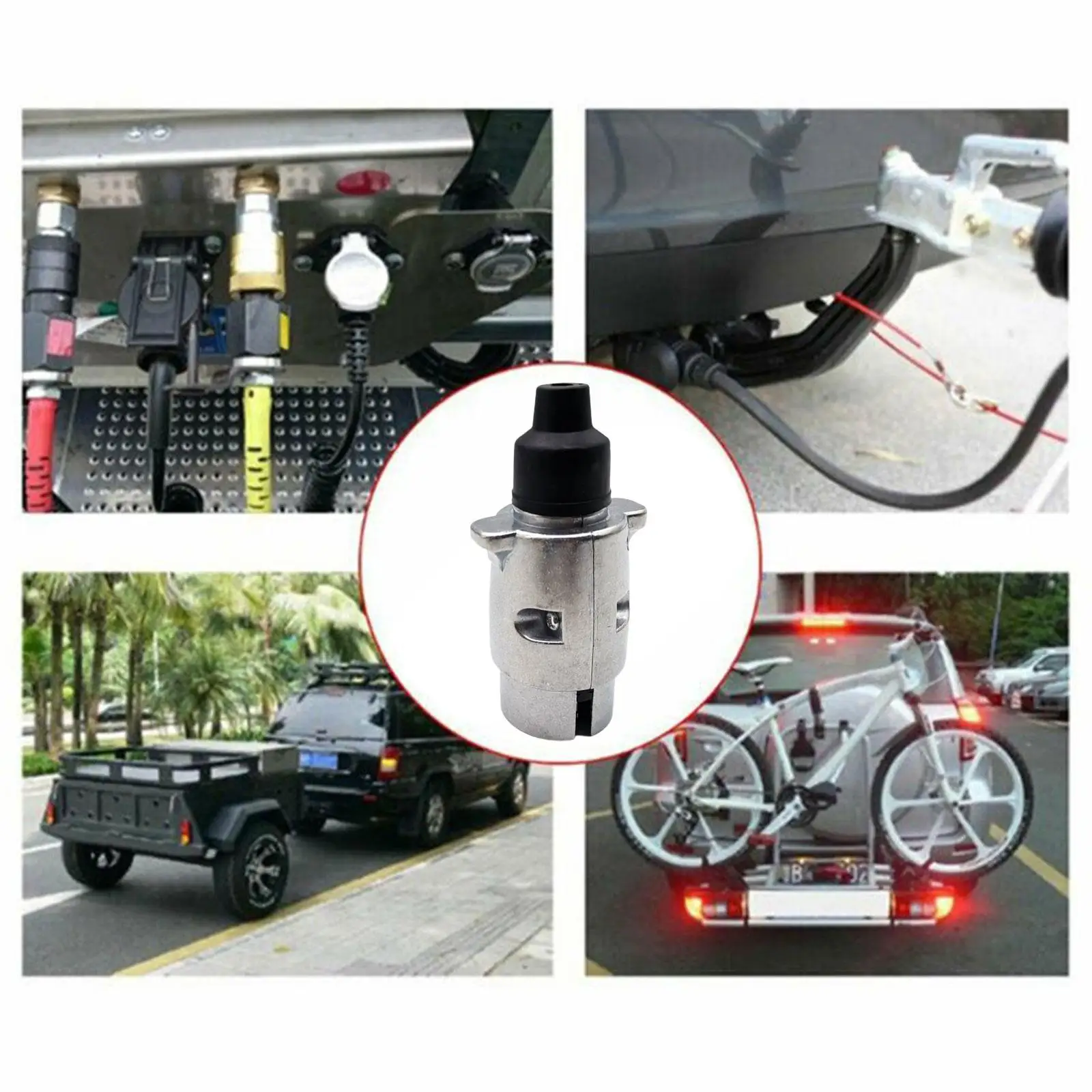 12V 7 Pin Trailer Plug Socket Set Aluminum Alloy Plug Trailer RV Plug Socket Car Trailer Coupling Connector EU Plug Tools