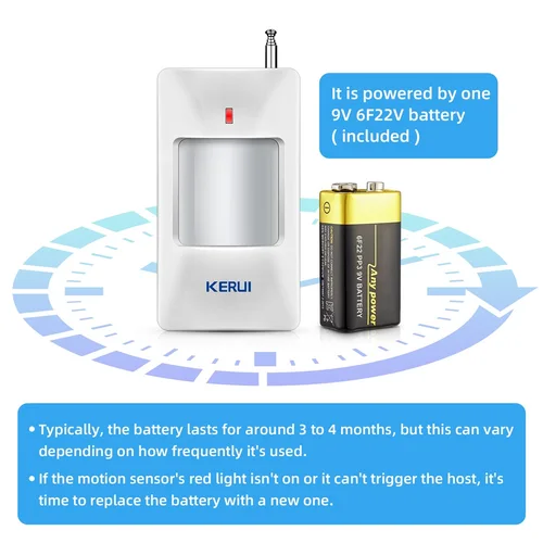 Imagen 2 del producto KERUI-Sensor de movimiento PIR inteligente inalámbrico, Detector de alarma para seguridad del hogar, 433MHz, W18, W20, WIFI, GSM