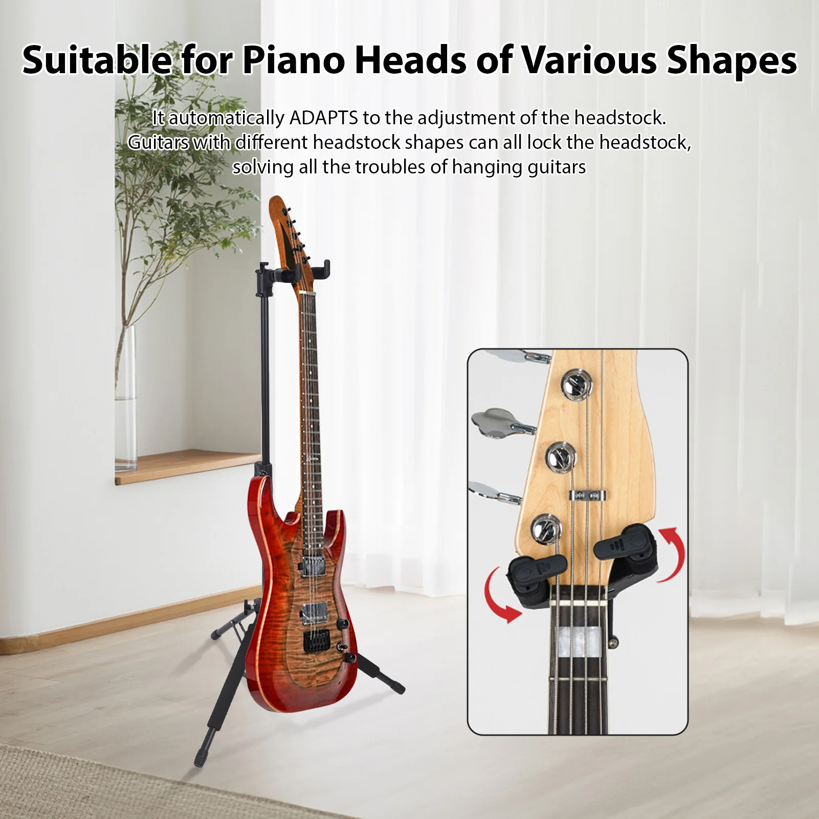 

Вертикальная подставка для гитары, подставка для гитары, кронштейн с крючком и гравитационным замком для акустических электрических классических гитар, бас-скрипка, гавайской гитары