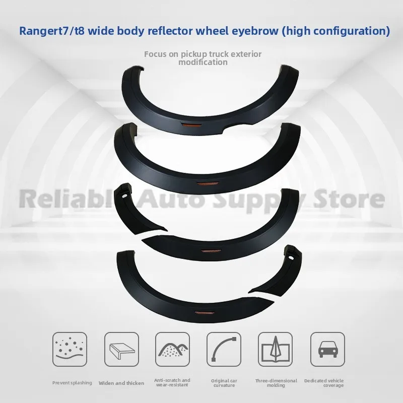For Ford Ranger T7 T8 Wide Body Fender Flares with Reflectors Premium Wheel Arch Trim Upgrade Pickup Exterior Accessories