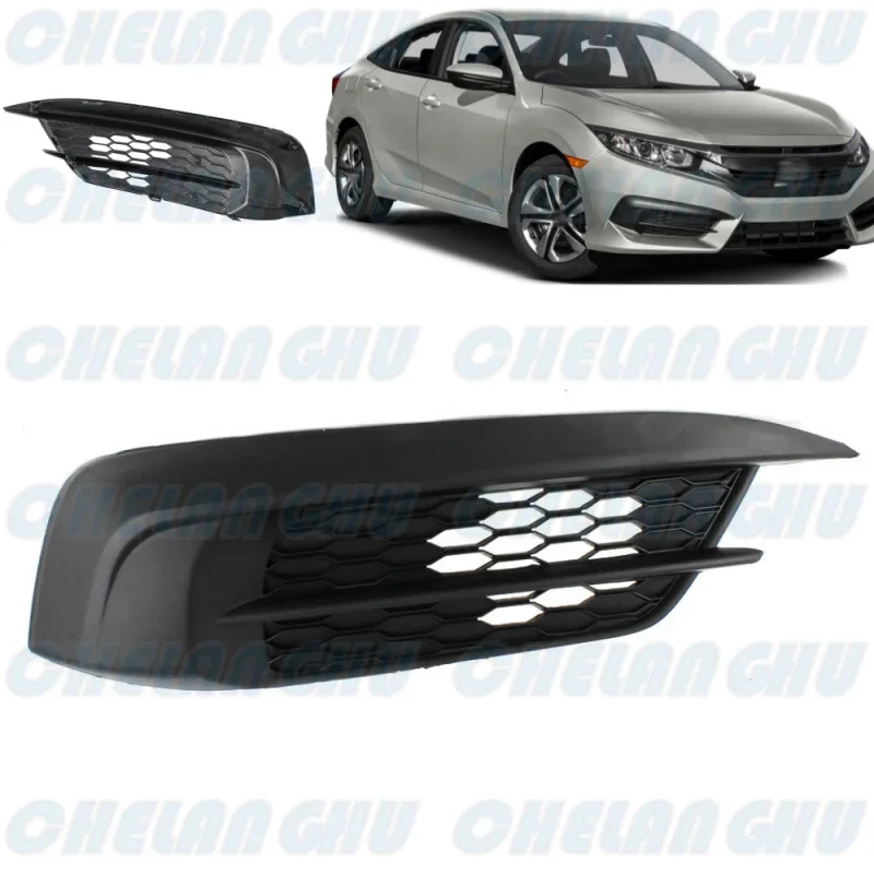 

For Honda 10th Civic FC1 Sedan / Coupe 2016 2017 2018 Right Side Front Bumper Fog Light Lamp Grille Cover 71103-TBA-A00