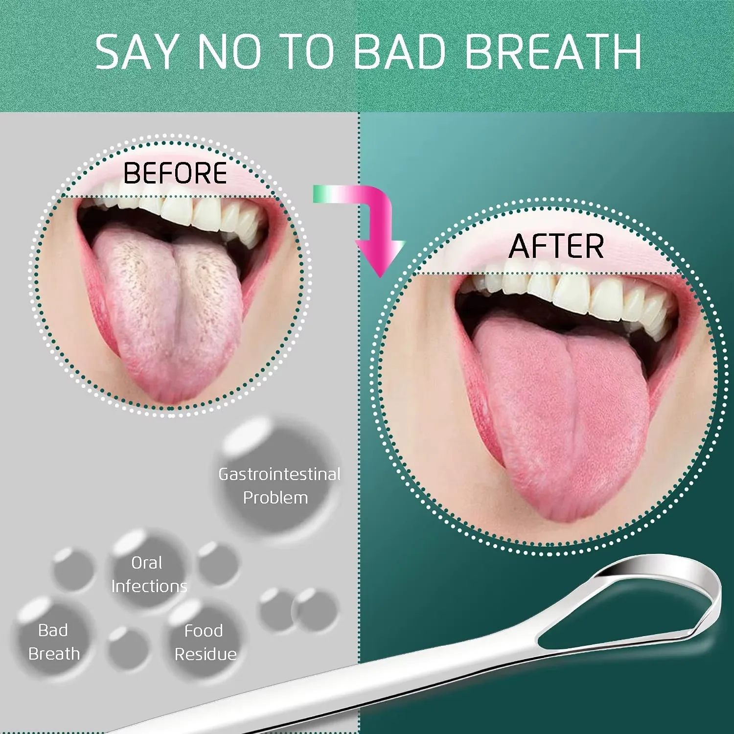 1/2Pcs Reusable Stainless Steel Useful Tongue Scraper Cleaner Fresh Breath Cleaning Coated Tongue Oral Hygiene Care Tools