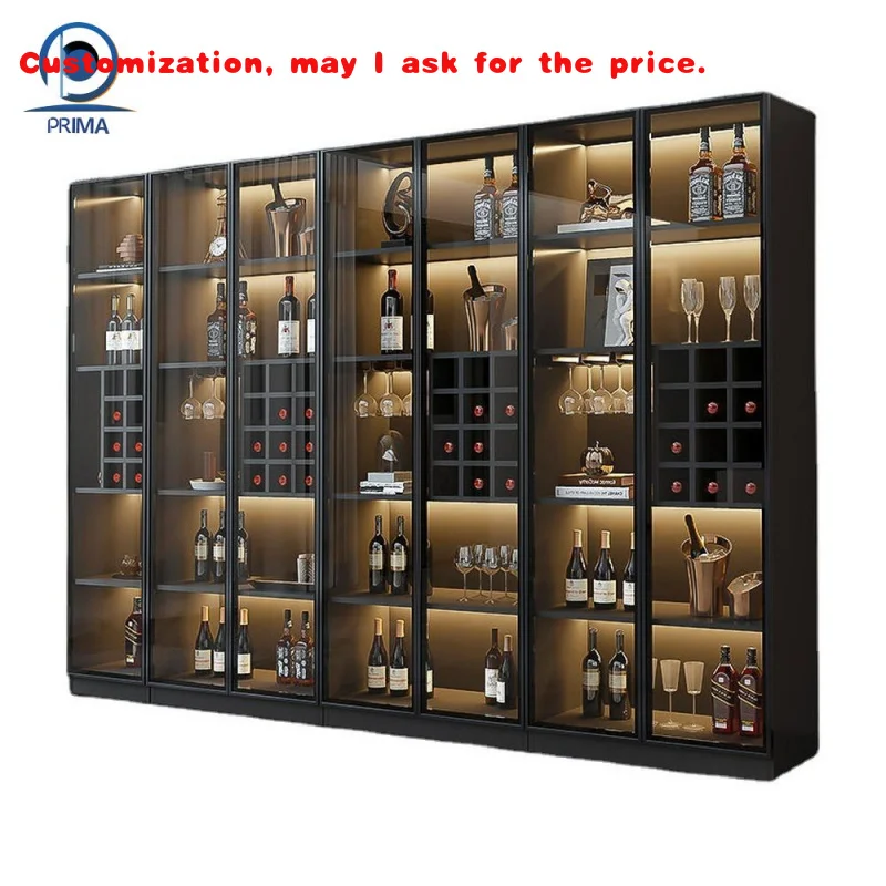 custom.Modern Luxury Constant Temperature Cooler Stainless Steel Red Wine Cellar Storage Display Cabinet