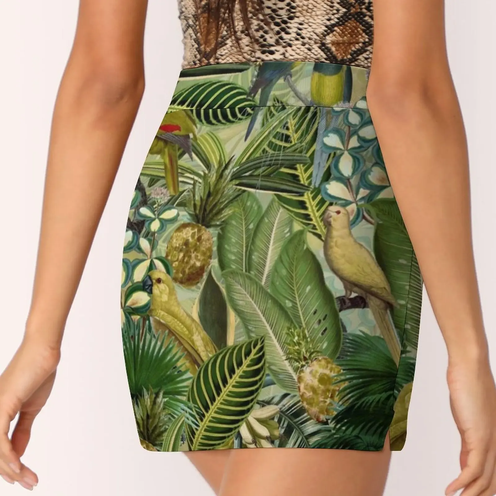 Jupe d'été Vintage pour femmes, pantalon résistant à la lumière, motif oiseaux tropicaux, Jungle, jardin, mode coréenne