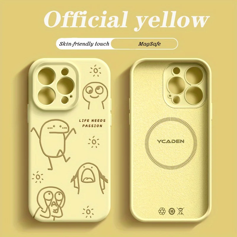 Cute Stick Figure Sun For MagSafe Phone Case For iPhone 17 16 Pro Max 15 14 13 Pro Max 12 Pro Wireless Charge Shockproof Cover
