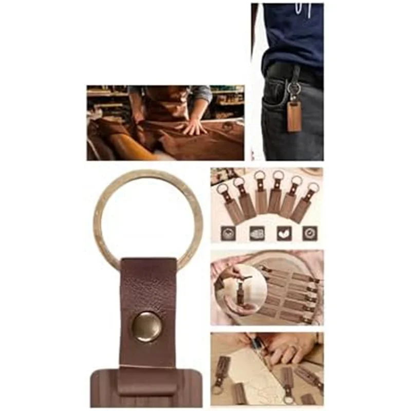 20 قطعة سلسلة مفاتيح خشبية متعددة الحزمة سلسلة مفاتيح خشبية جلدية فارغة غير مكتملة مع سلسلة مفاتيح بحزام جلدي سهلة الاستخدام