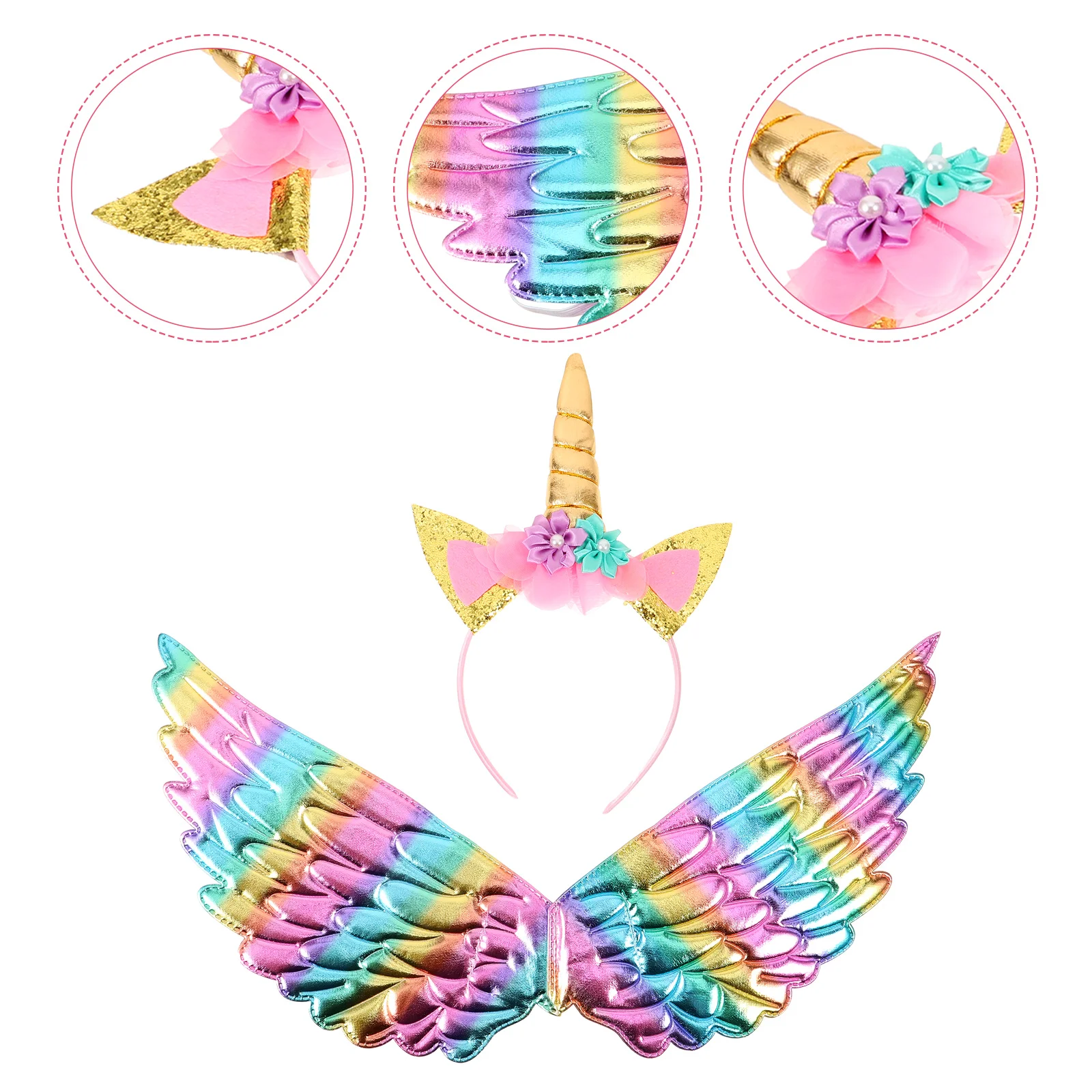 Unicorn Wings Performance Clothes Hair Hoop Party Costume Girls Christmas Gifts Adorable Photo Props Head Plastic Baby