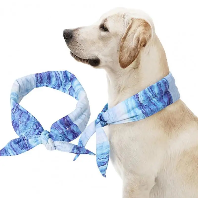 Summer Ice Dog Collar Cool Ice Towel Heatstroke Dogs Cats Ice Scarf Collar Adjustable Cooling Outdoor Breathable Pet Scarf