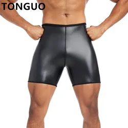 Calça de couro skinny masculina, shaper do corpo, treinador de cintura alta shaper, leggings controle, roupa interior compressão, shorts fitness, 3pts