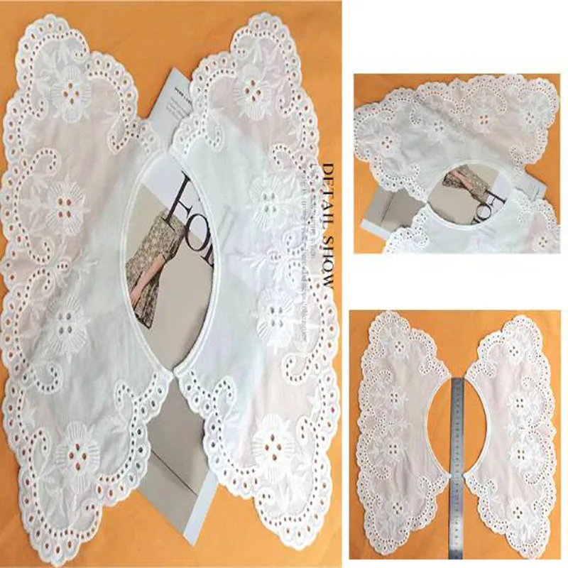 Popular White Cotton Embroidered Lace Neckline Collar Guipure Applique Trims Sewing wedding Womens dresses accessories