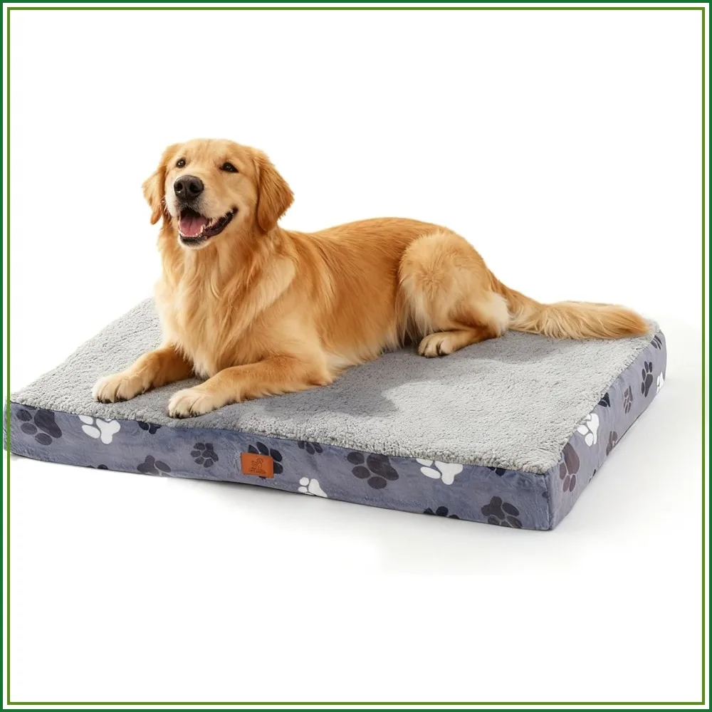 

Orthopedic Dog Bed for Large Dogs, Waterproof Lining, Removable Washable Cover, Sherpa Crate Bed, Anti-Slip Bottom, 35x22 Inch