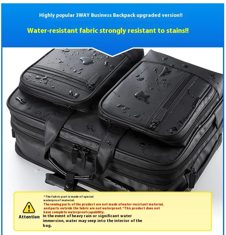 Large Capacitor Bag with Password 3WAY Handheld Double Shoulder Bapa Waterproof Business Nylon Notebook Bag