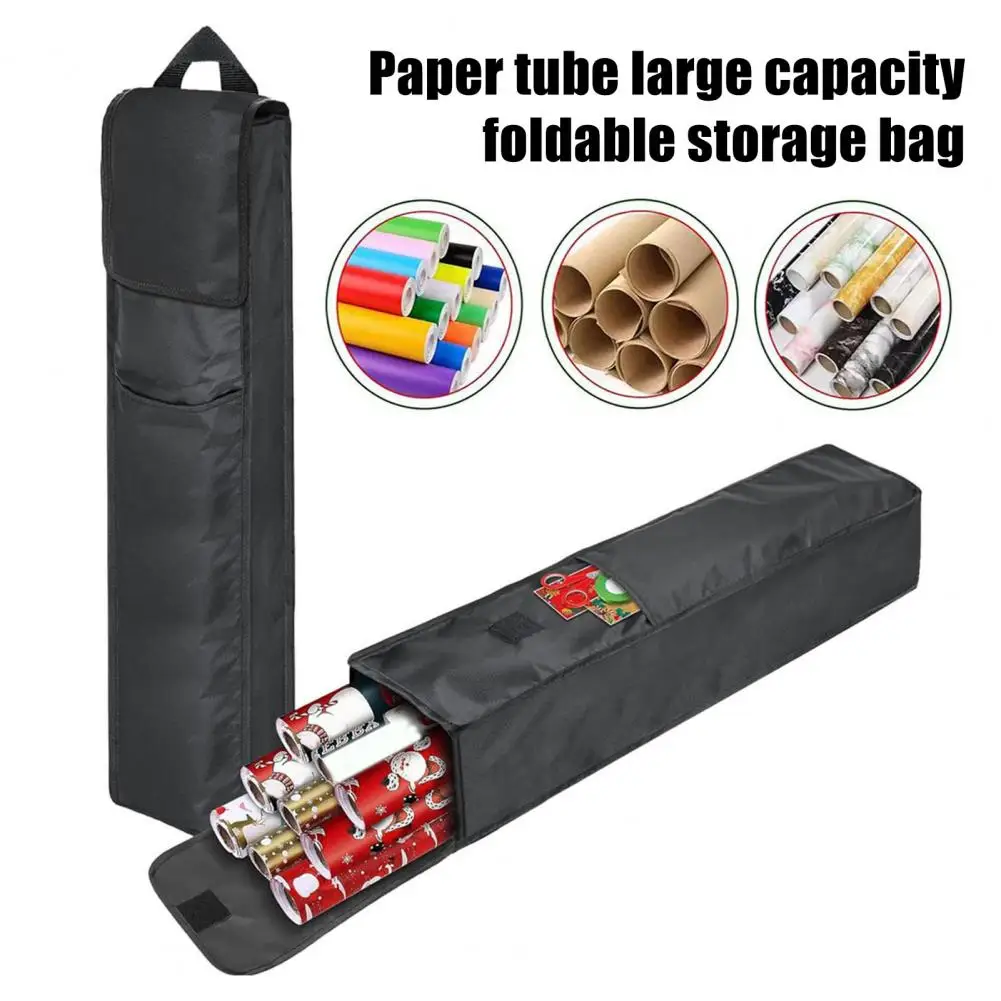 75cm Wrapping Paper Organizer Waterproof Gift Wrap Storage Bag Wrapping Paper Rolls Holder With Reinforced Handle Side Pocket