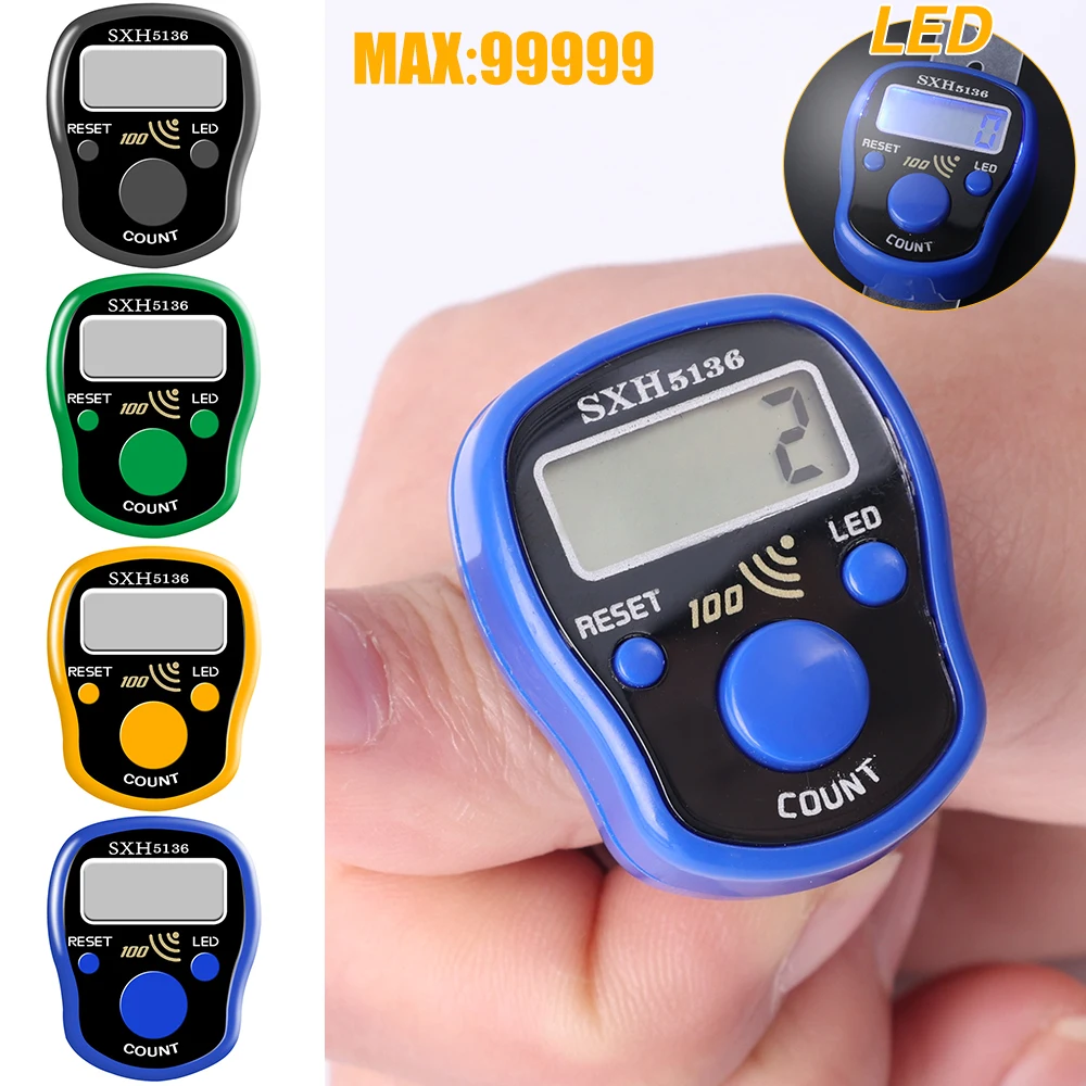 1pcs Hari Raya LED Luminous Electronic Rings Counter Handheld Ring Counting Counter Stitch Marker Plastic Row Counter