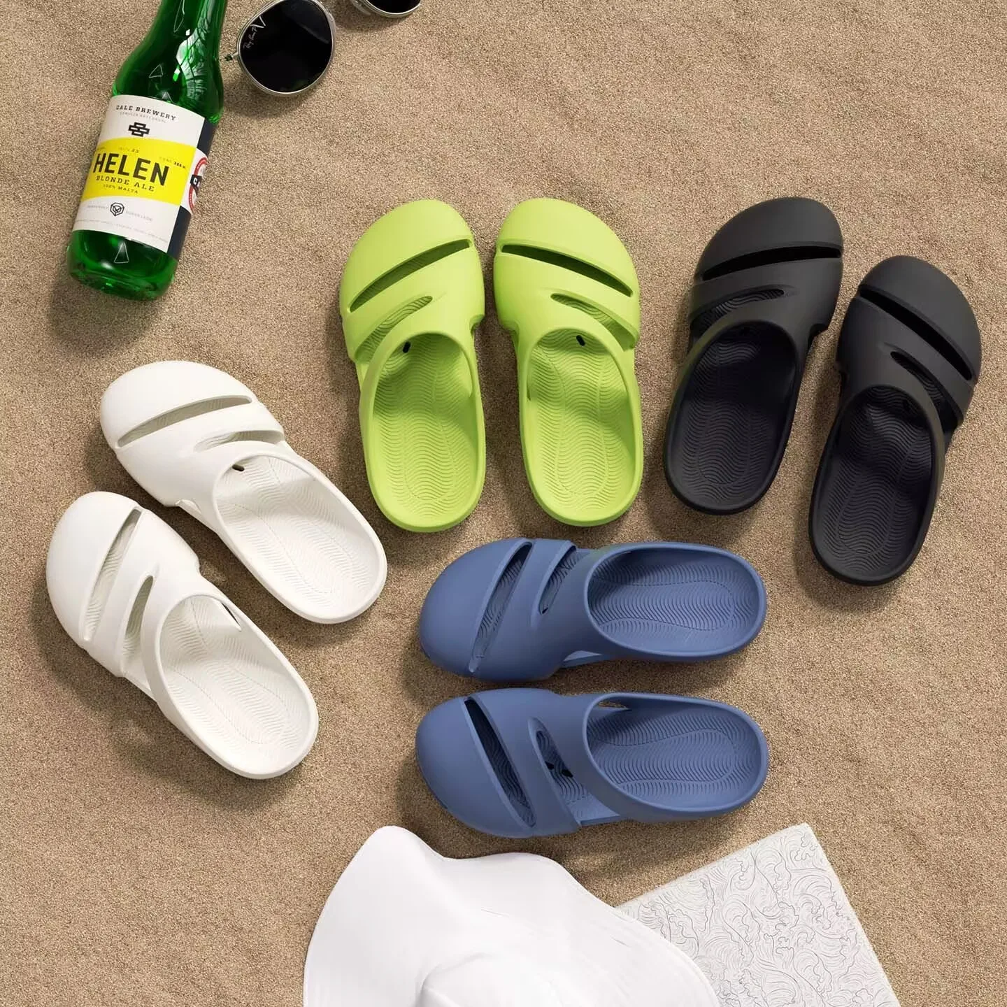 Summer EVA slippers with soft sole, anti slip, beach, bathroom, shower, outdoor slippers, water wading, quick drying, cool mop