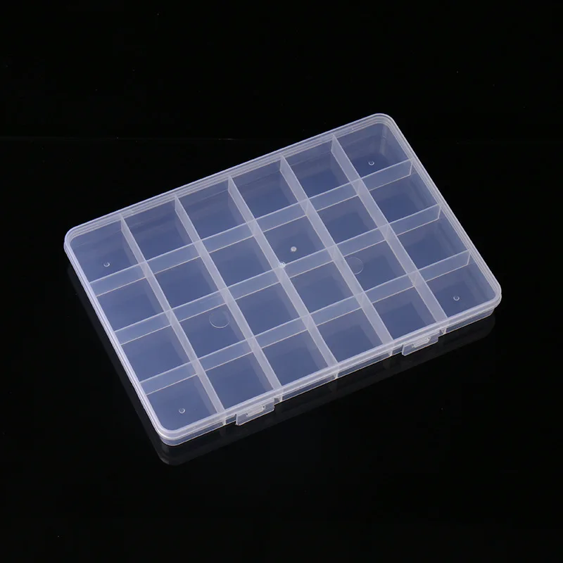 24 Gitter transparente Aufbewahrung behälter Nail Art Schmucks cha tulle durchsichtige Kunststoff Organizer Box leere Ohrring Aufbewahrung vitrine