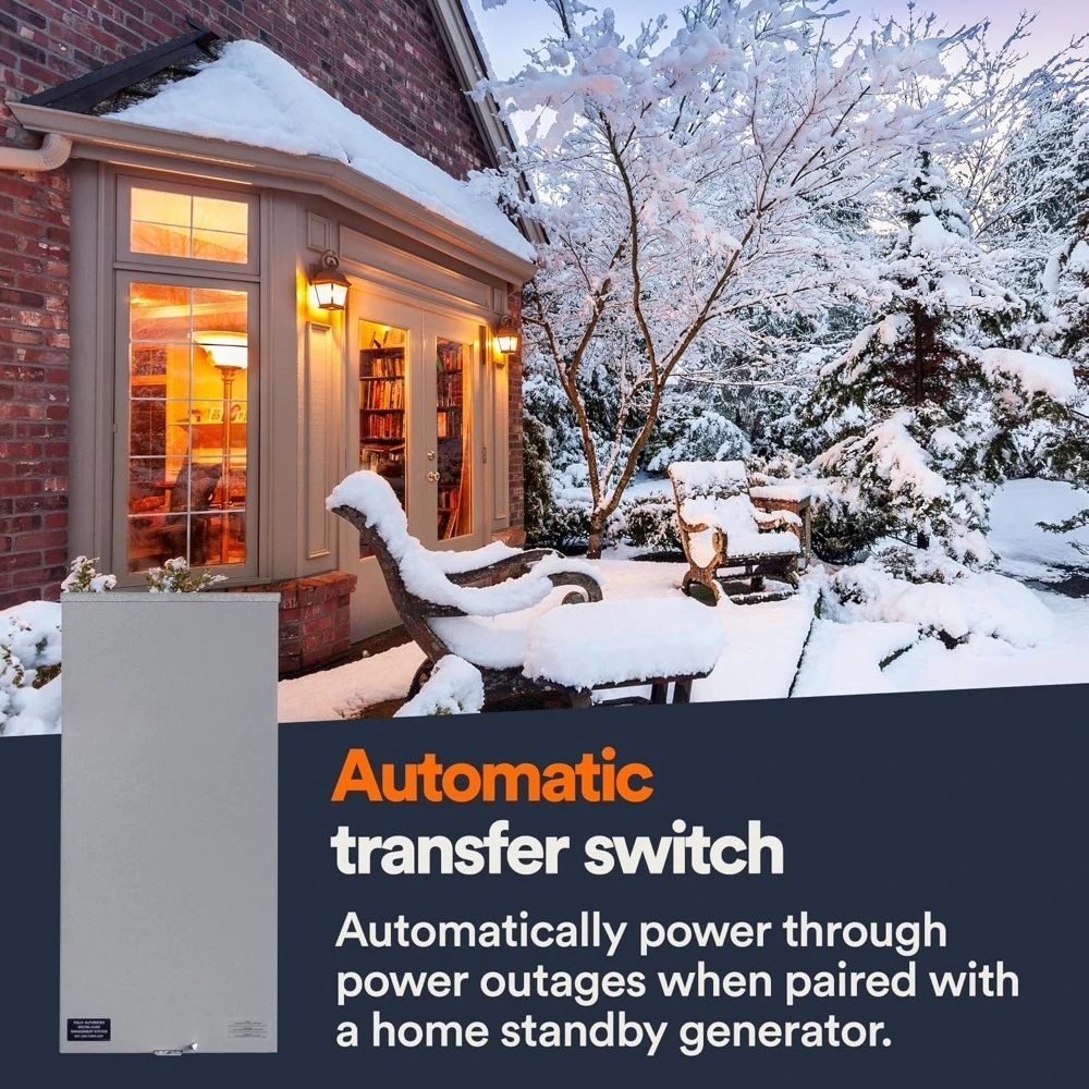 

Уникальные характеристики: Автоматический переключатель на 200 ампер, однофазный, для подключения генератора, класс защиты NEMA 3R, для наружного и внутреннего использования.