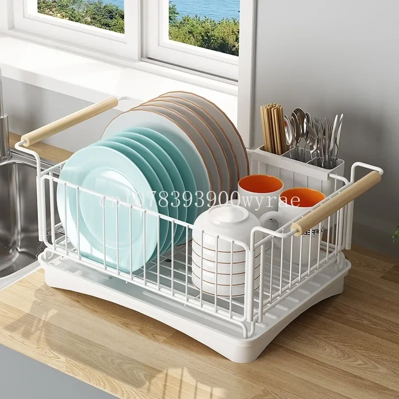 Stainless steel drain bowl rack airing washing and putting dishes tray storage box table top chopsticks household