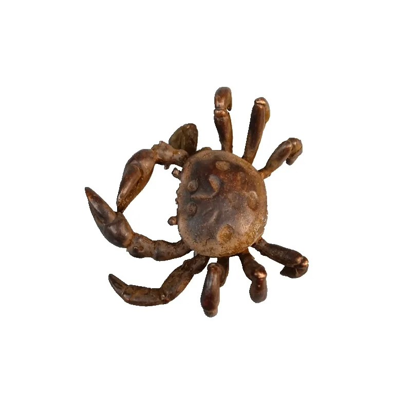 Collection of handicrafts tea pet crab ornament, home incense insert decorative handicrafts crab bronze statue, animal sculpture