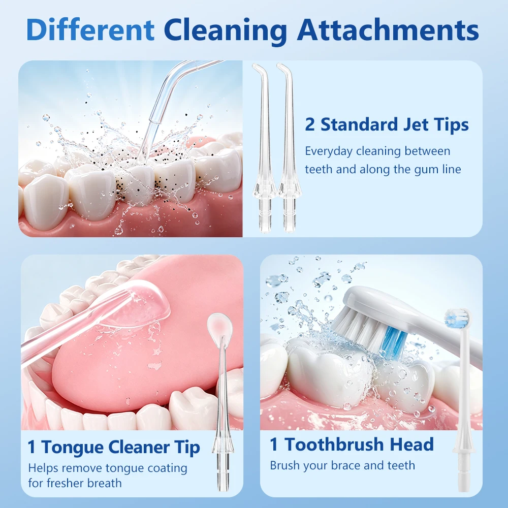 Rechargeable Portable Oral Irrigator With Toothbrush High Frequency Pulse Dental Water Flosser For Teeth Cleaning Whitening IPX7