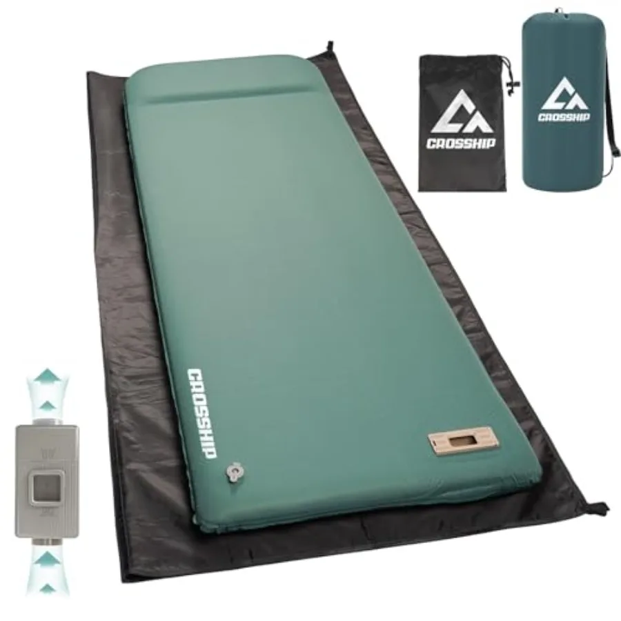 

Самонадувающийся спальный коврик с водонепроницаемым тентом, 3.2 см, сверхтолстый, со встроенным электрическим насосом, надувной матрас для кемпинга в автомобиле, R-Value 9.