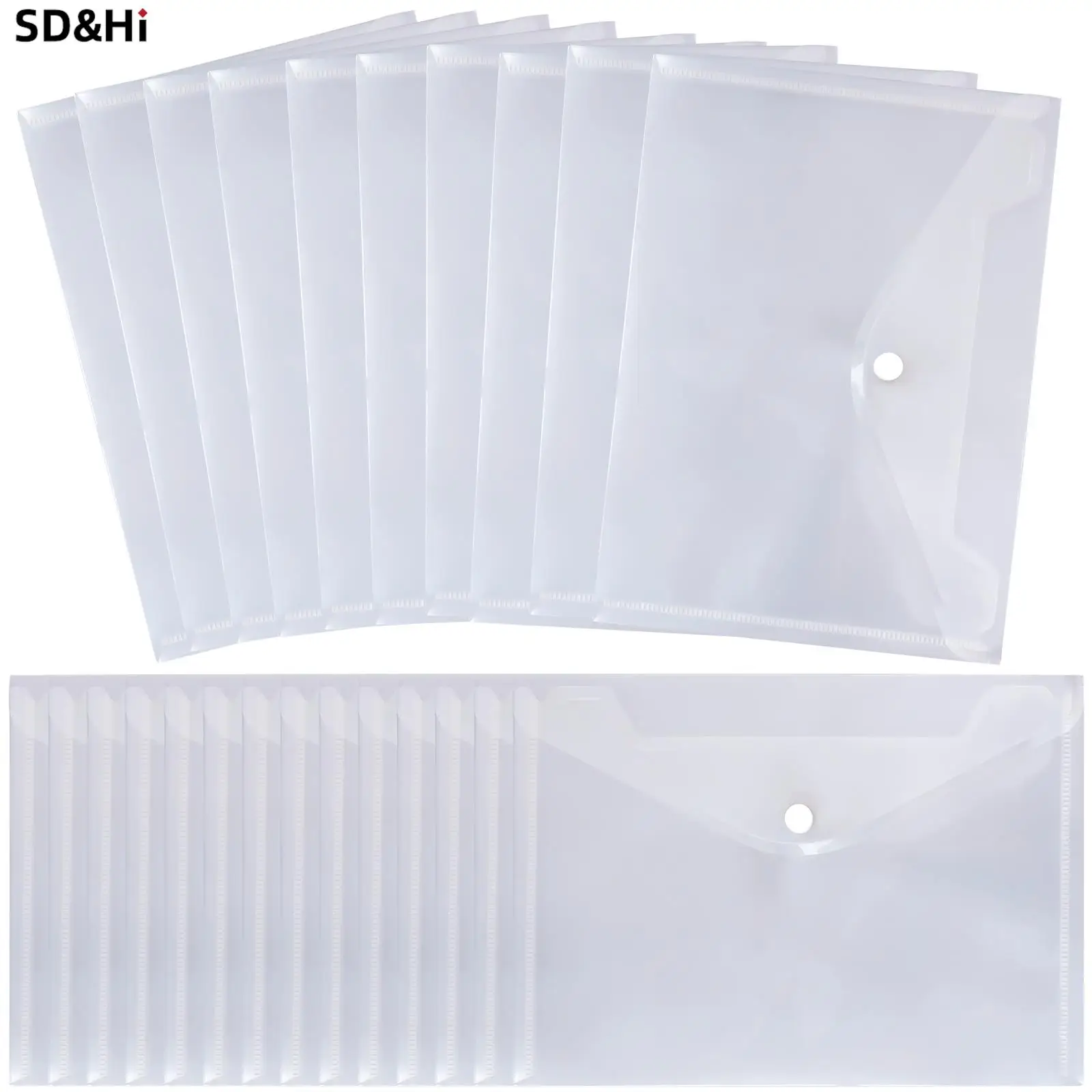 24Pcs Clear Stempel En Sterven Opbergtas Hersluitbare Plastic Opslag Pocket Grote Envelop
