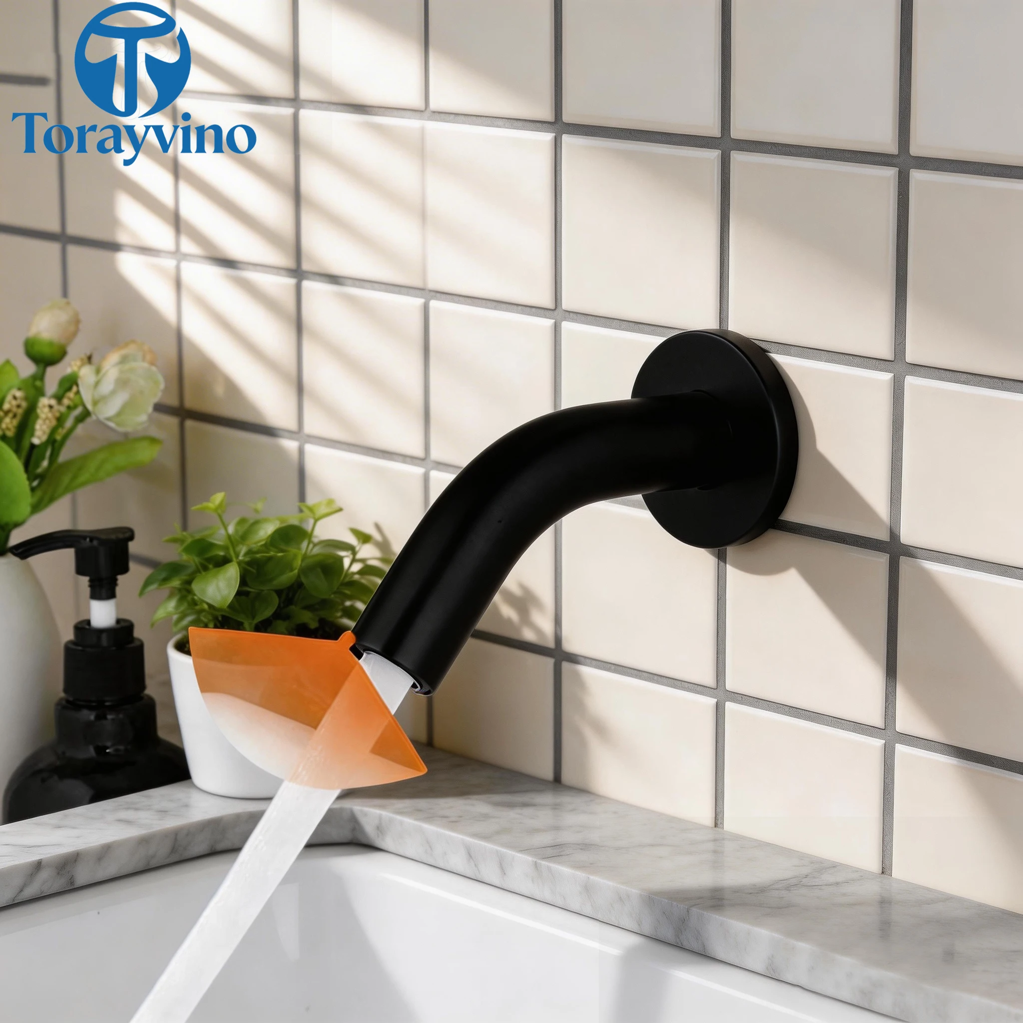 Torayvino Faucets And Sinks Automatic Touch Free Sense Faucet Bathroom Basin Solid Brass Hot Cold Water Mixer Tap Wall Mounted