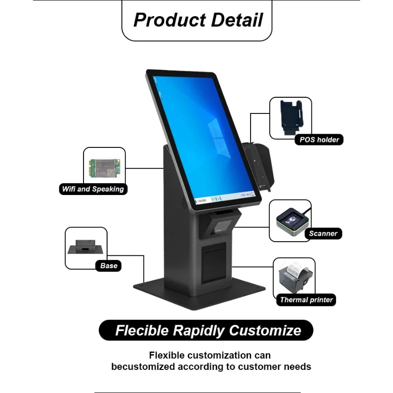 AonPos 21 27inch Capacitive Touch Self Service Kiosk Automatic Ordering Information Kiosk Android Payment Kiosks in Restaurant