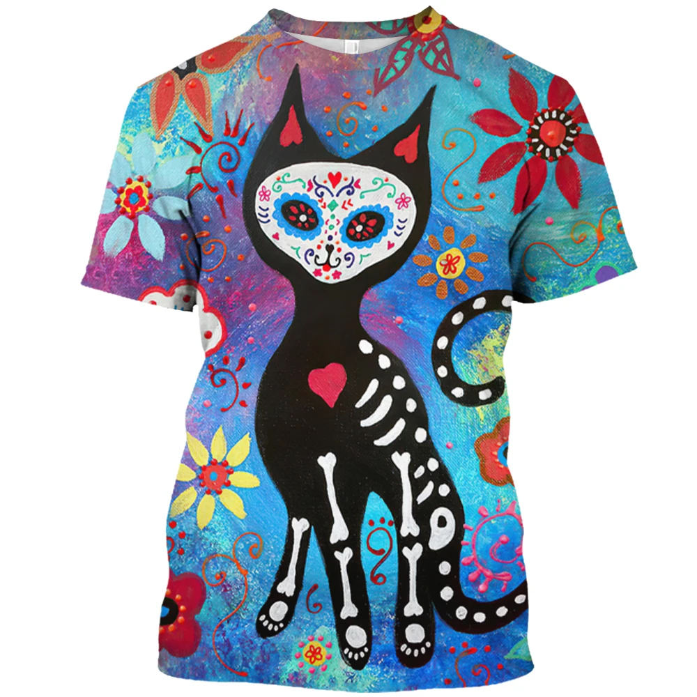 3D Fun Cat Graphic T-shirt Men\'s Hip Hop Fashion Animal Print Short Sleeve T-shirt Casual O-neck Oversized Pullover Summer Top