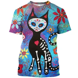 3D Fun Cat Graphic T-shirt Men's Hip Hop Fashion Animal Print Short Sleeve T-shirt Casual O-neck Oversized Pullover Summer Top