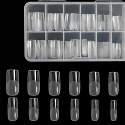 Square Nail Tips 120 Pcs Artificial Full Cover Soft Clear Gel Tips 12 Sizes Sharp False Nails for Nail Extension
