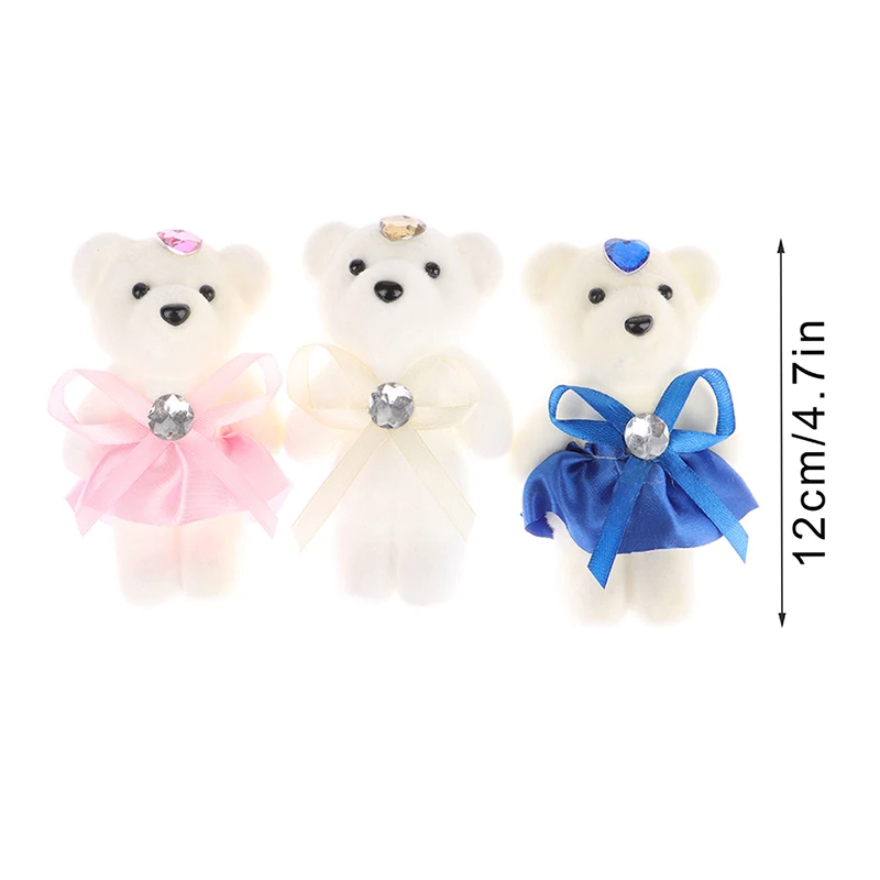 10Pcs 12cm Bear Flower Bouquet Toy Cartoon Doll Teddy Bear Bouquet Graduation Birthday Wedding Gifts Party Decor