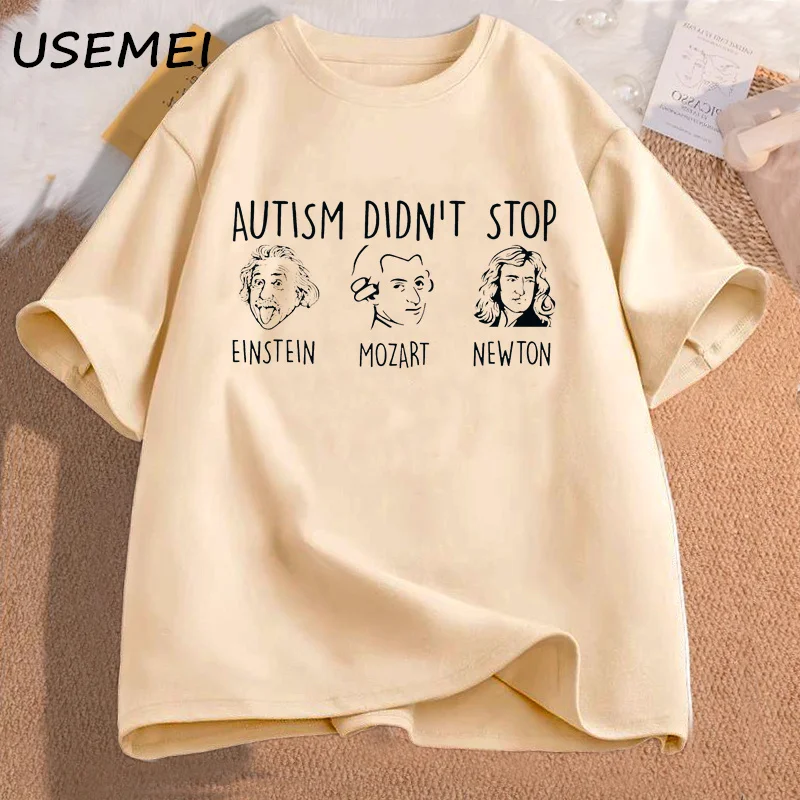 Autism Didn\'t Stop T-Shirt Women Men Funny Grpahic Tees Autism Teacher T Shirt Casual Cotton Short Sleeve Tshirts Streetwear