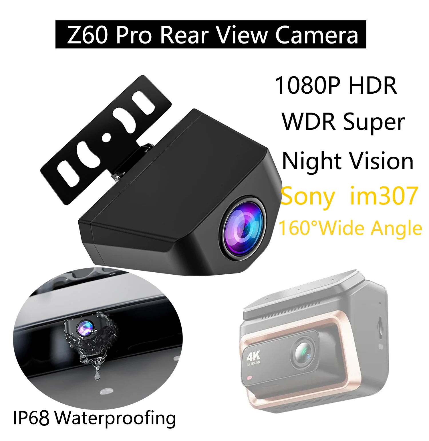 

Для DDPAI Z60 Pro 4K Dash Cam Модернизированная задняя камера WDR Z60 PRO Sony im307 1080P HD Водонепроницаемая автомобильная камера заднего вида AHD