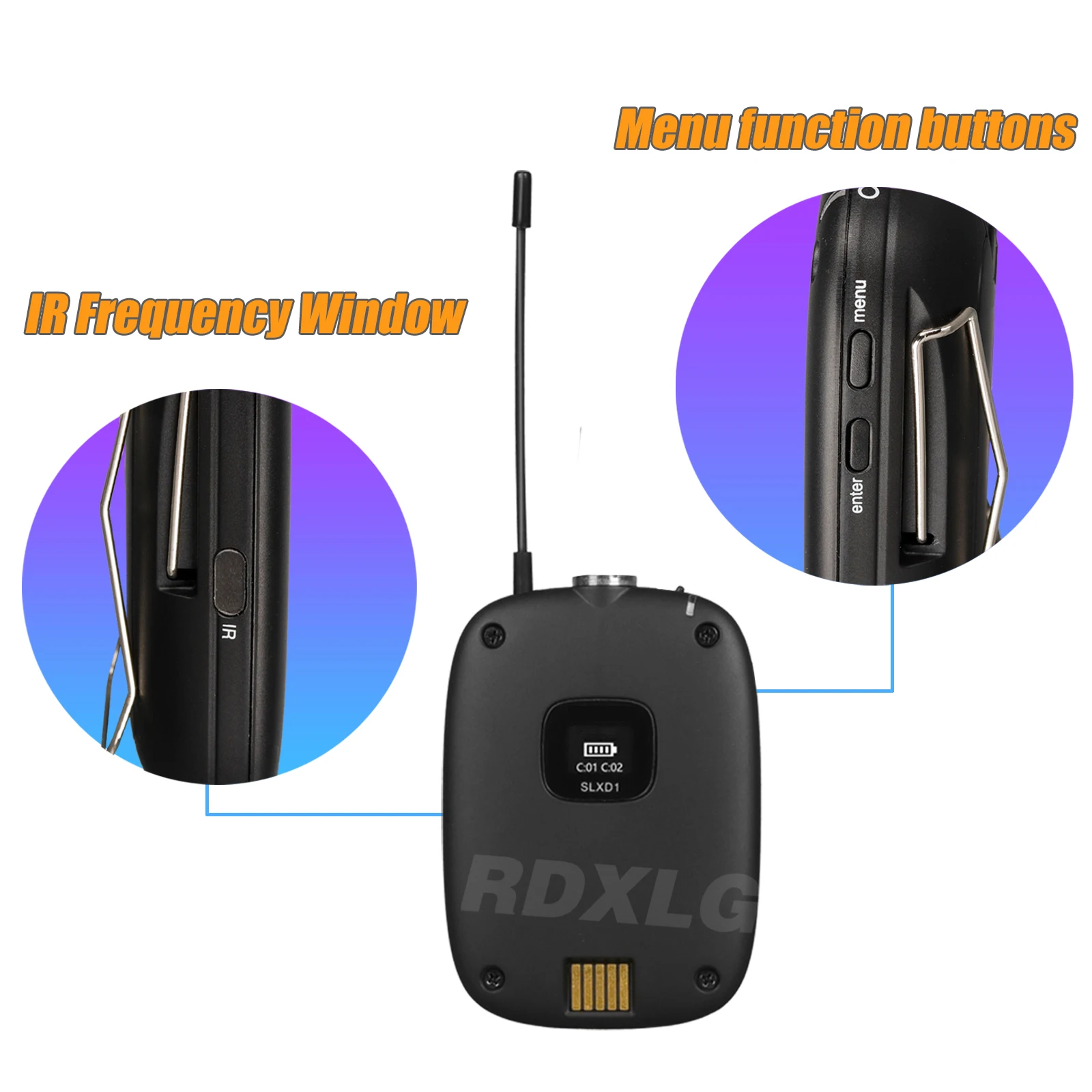 RDXLG SLXD4 WA302 Instrument Cables Professional Dual Channel Guitar Bass Wireless System Transmitter And Receiver ,For Band
