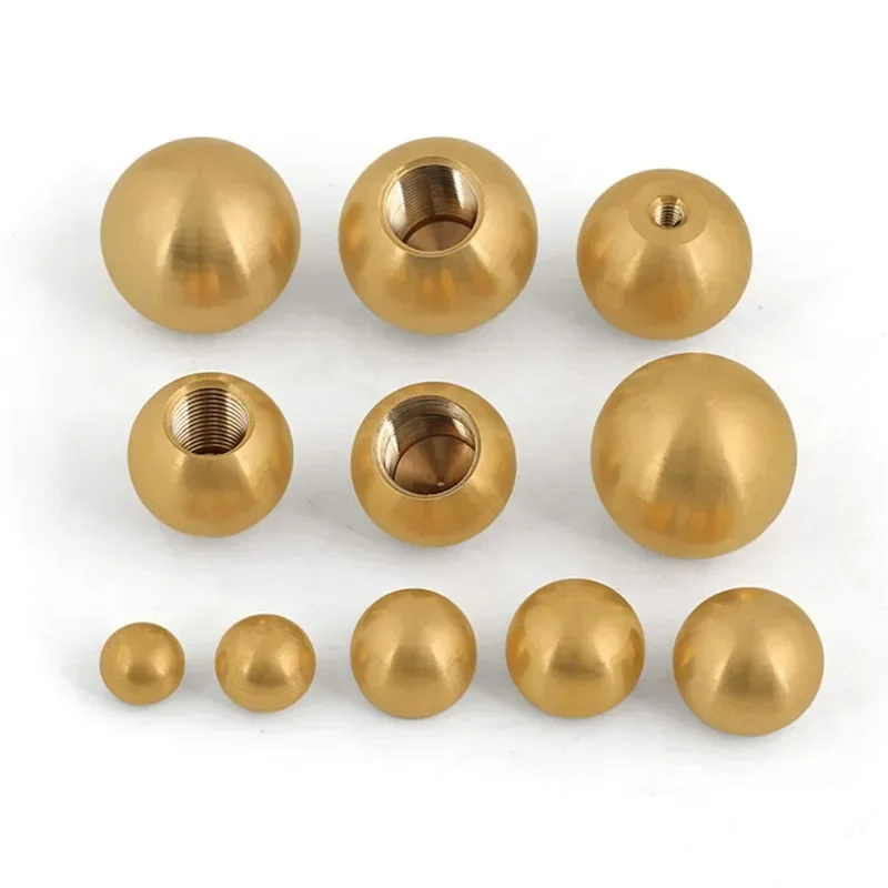 M3/M4/M5/M6/M10/M12 Brass Ball Thread Half Hole Metric H62 Drilling Copper Balls Nut Perforated Round Metal Ball Head with Hole