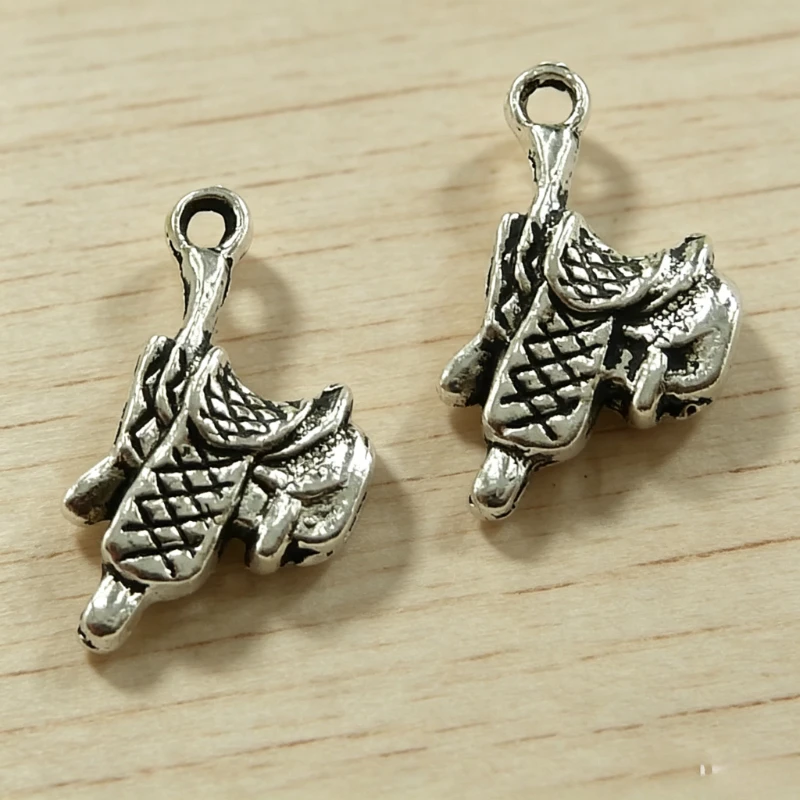 150 Stück antiksilberfarbene Sattel-Anhänger, 22 x 12 mm, DIY-Armbänder, Ohrringe, Schmuckherstellung # 2862 – Detail 1