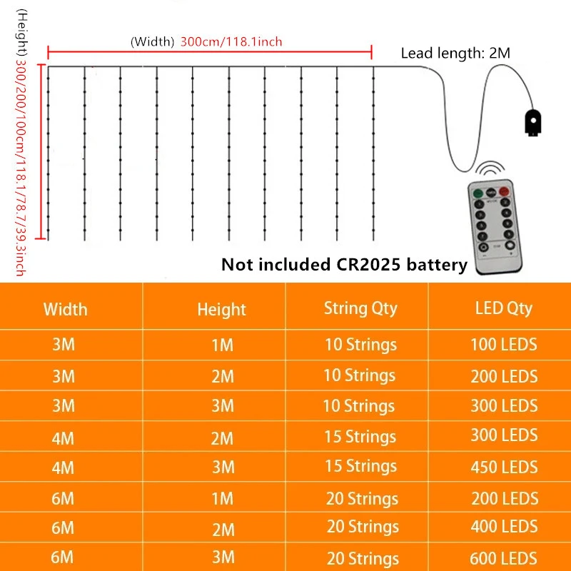 8 Modes Curtain Lights String USB Plug Romantic Wedding Scene LED Lights Christmas New Year Home Birthday Holiday Decoration