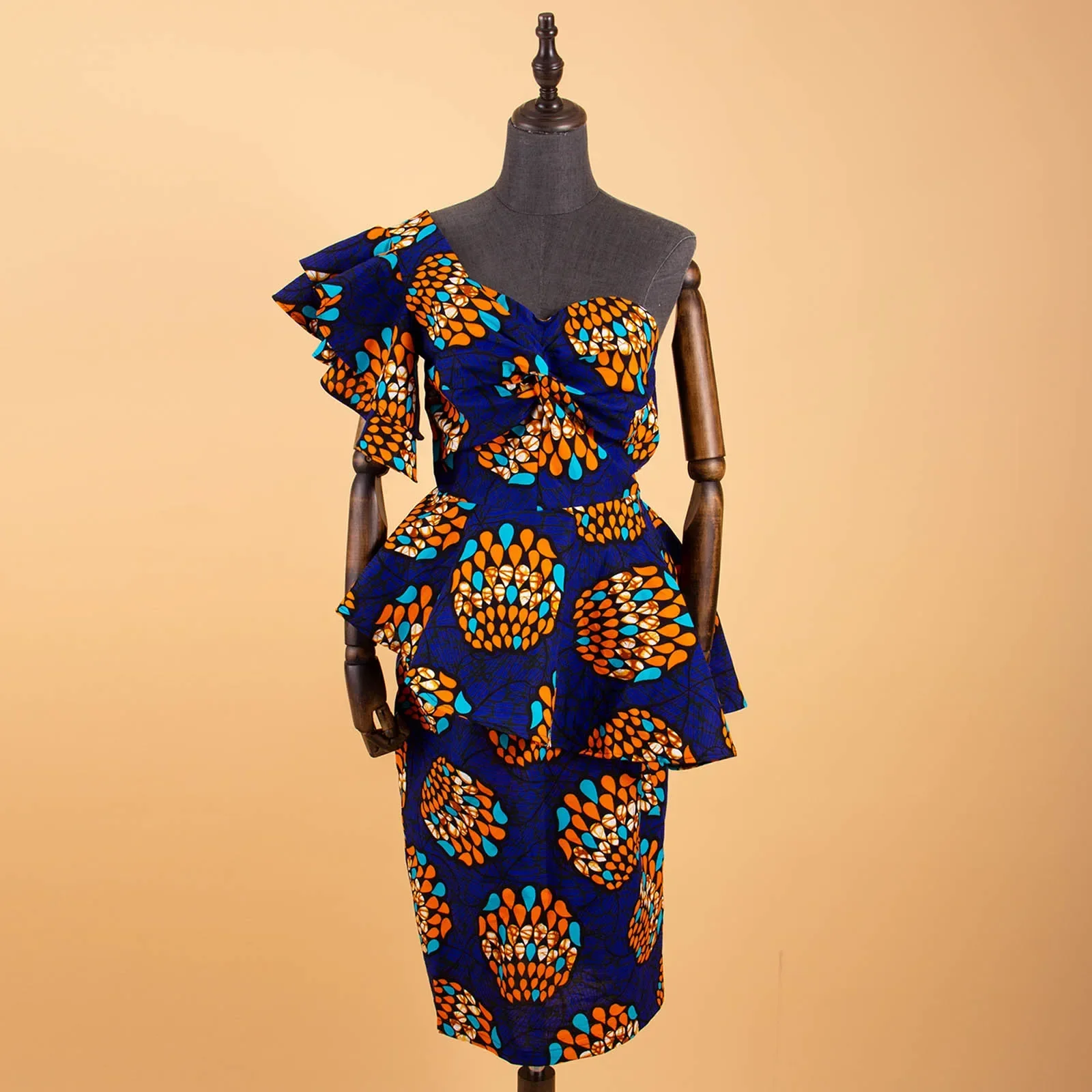 African 2 Piece Set for Women Crop Top + Print Skrit Set Ankara Clothing Dashiki Outfits Blouse Shirt Midi Skirt Casual S1926100