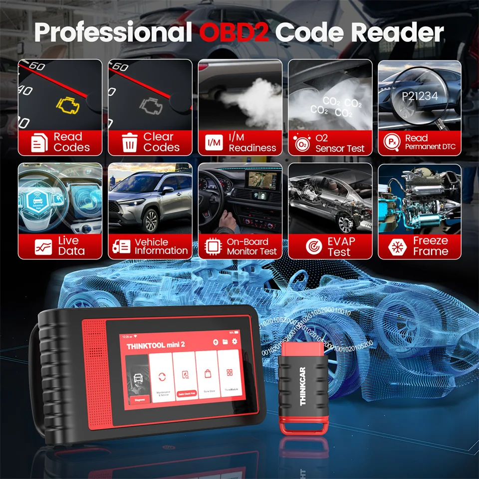 Thinktool Mini 2 OBD2 Scanner 28 Services Lifetime Free Scan Tools Active Test ECU Coding Auto Diagnostic Scanner Support CANFD