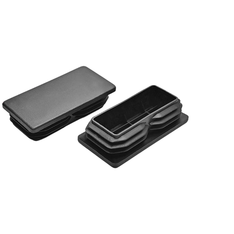 12Pcs Black Plastic Rectangle Blanking End Caps Plastic Tubing End Cap Insert Blanking Stopper Easy to Install C7AC