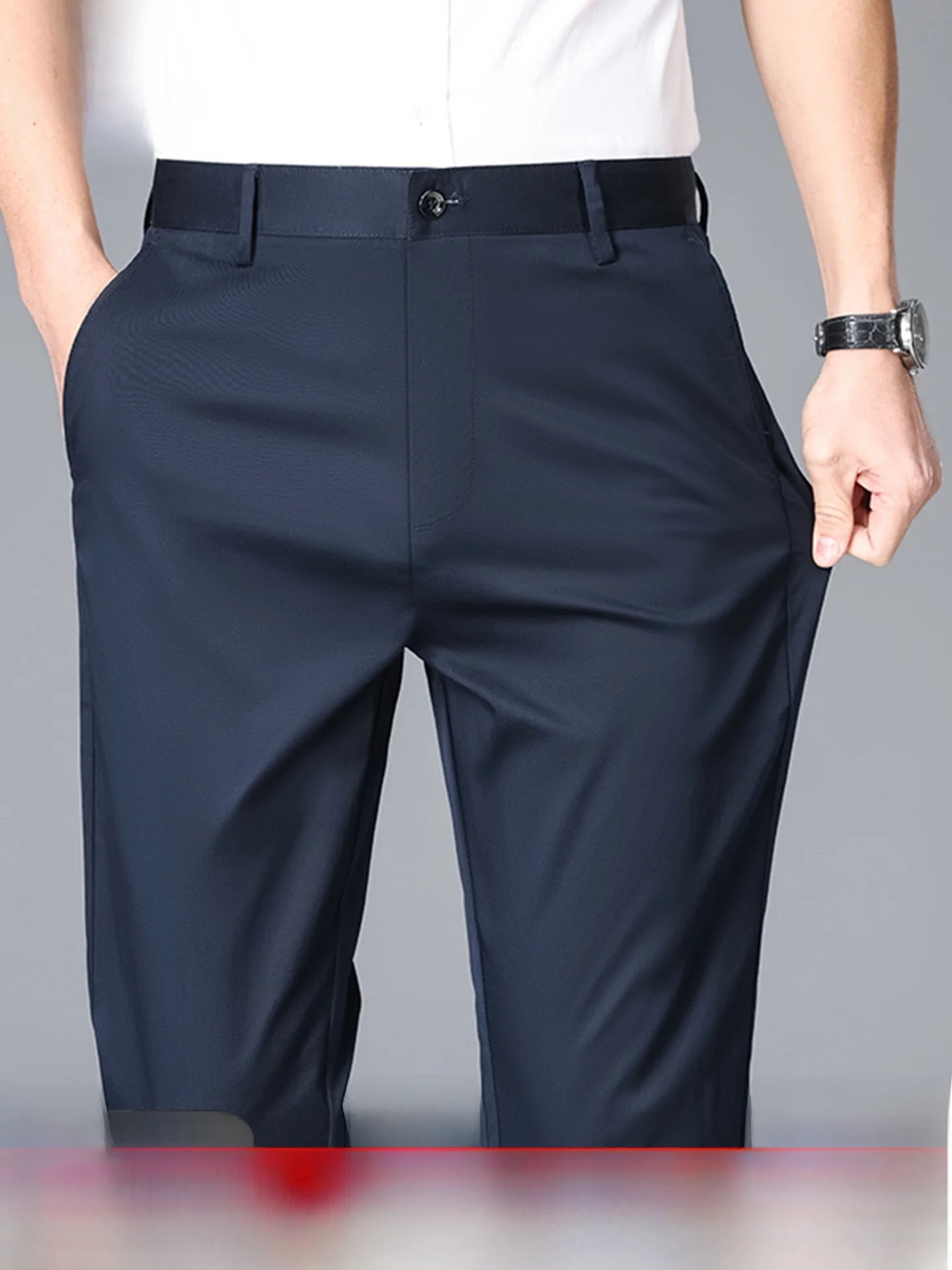Pierre Cardin Pure Cotton Men's Casual Pants Spring Summer Straight Leg Loose Business Long Trousers Anti-Wrinkle No Ironing