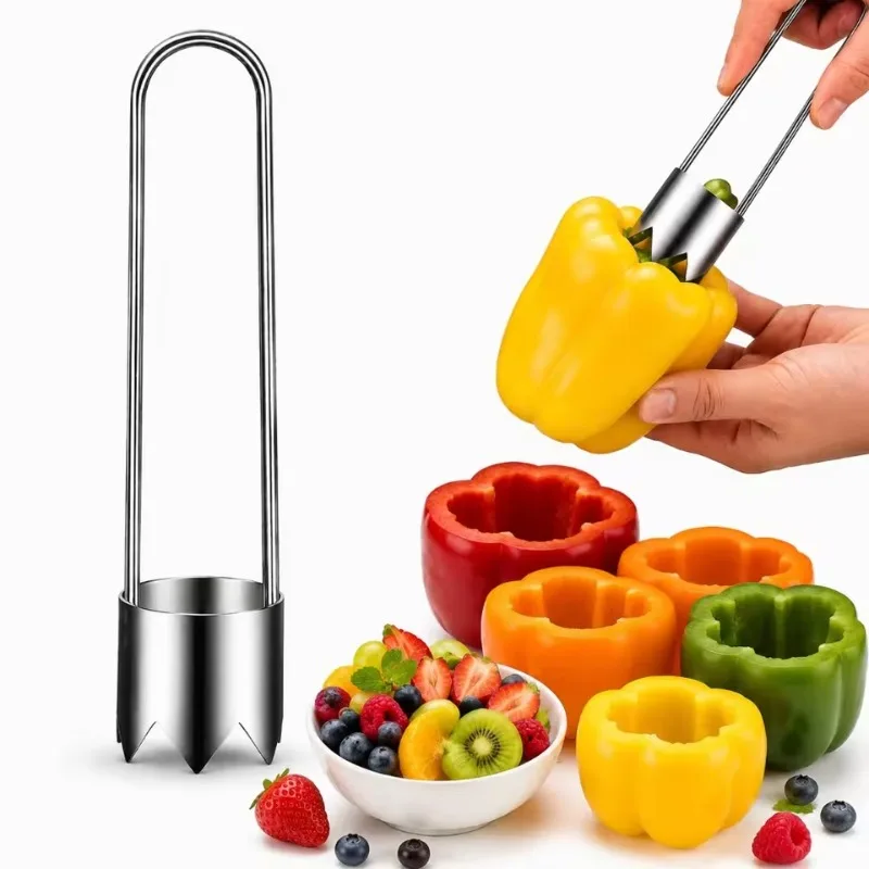 1 Pc Multifunctional Fruit and Vegetable Core Remover Stainless Steel Fruit Extractor Kitchen Tools for Pitting Peppers Melons