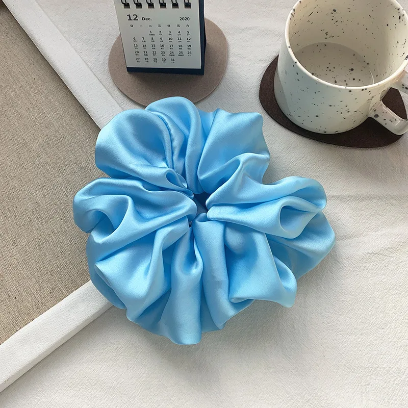 Fashion Silk Organza Solid Color Big Scrunchie Women Girls Elastic Hair Band Ponytail Holder Hair Tie Hair Accessories Wholesale