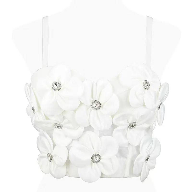 

French three-dimensional flower women's corset, retro floral tight and elegant suspender corset