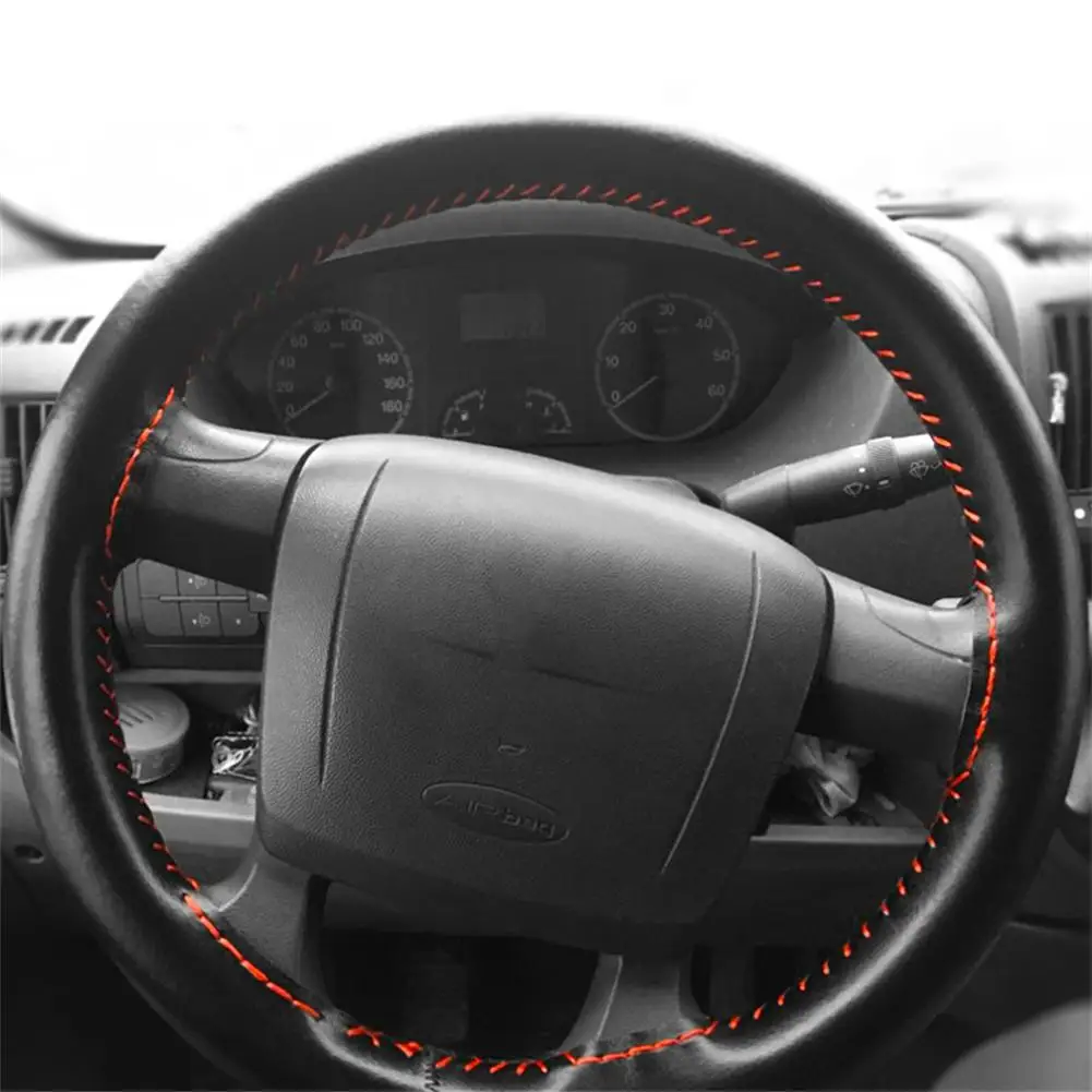 Microfiber Leather Car Steering Wheel Cover with Thread Universal Non-slip DIY Hand-sewn Steering Wheel Sleeve 36cm 38cm 40cm