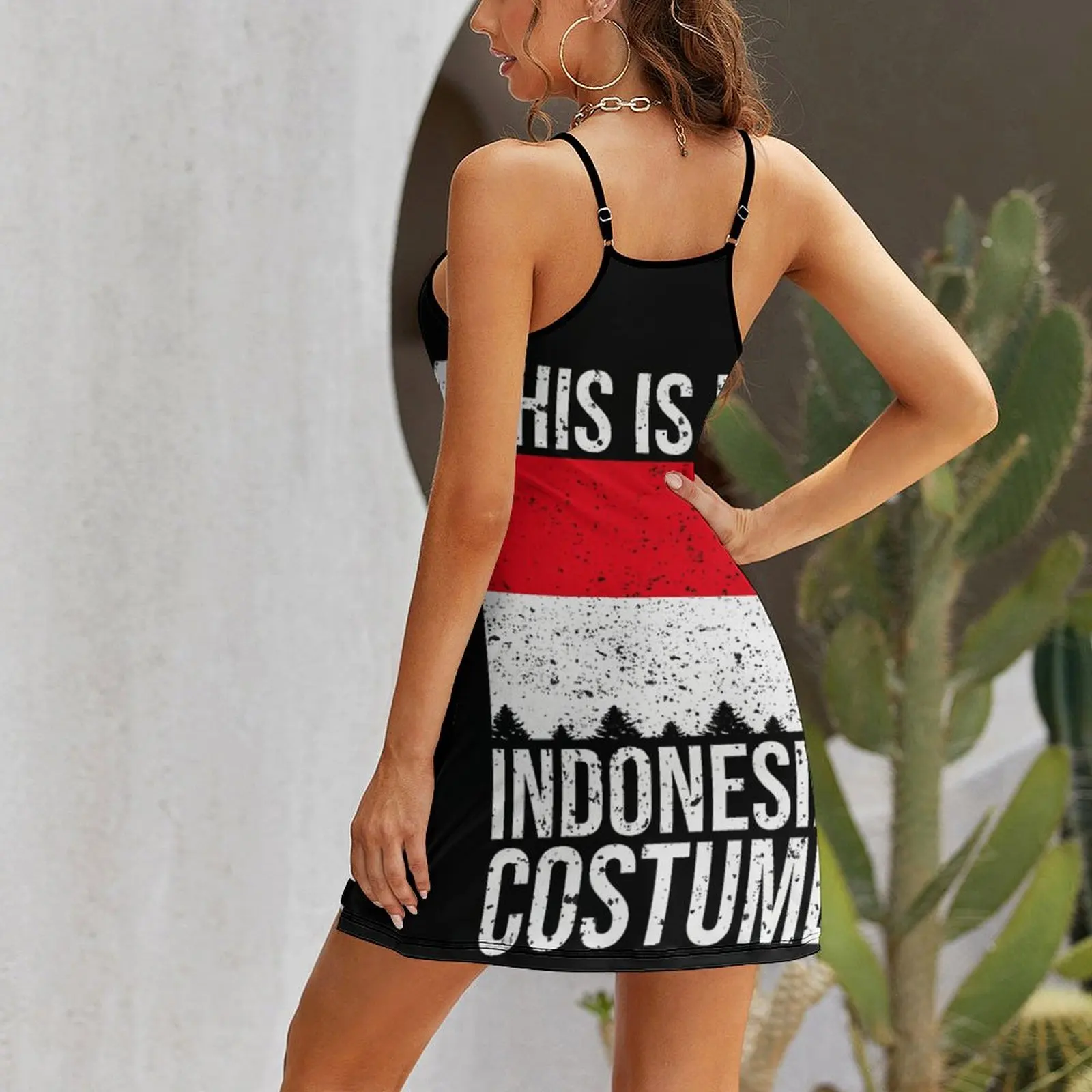 Este es mi disfraz de bandera de Indonesia para Halloween, ropa Sexy Vintage para mujer, Vestido con tirantes, cócteles de broma divertidos