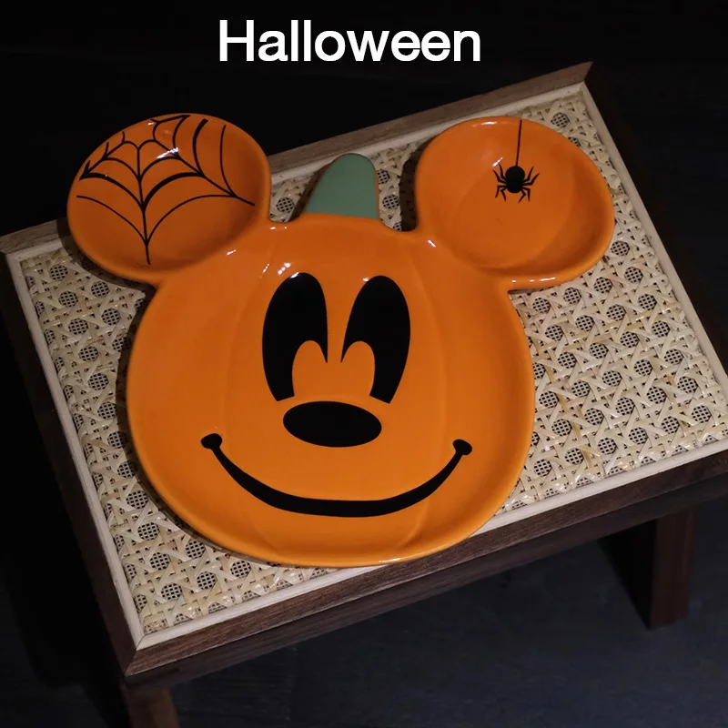 カワイイニーミッキーマウスとドナルドダックのアクションフィギュアのおもちゃ、ハロウィーンのカボチャデザインプレート、子供のための誕生日プレゼント