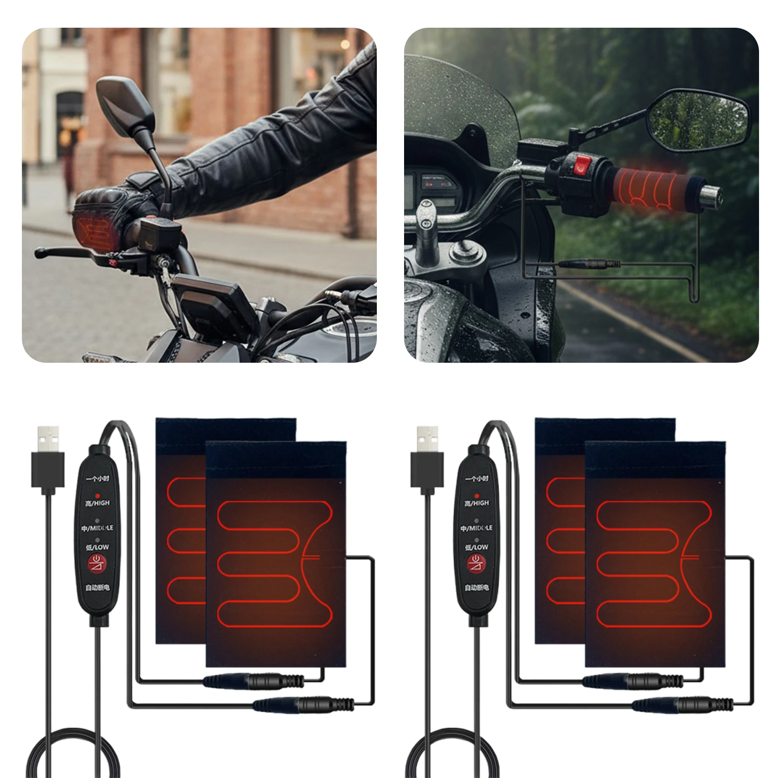 5V Handlebar Heater Anti-Slip Electric Motorized Heated Grip USB Auto-Off Grip Thermal Sleeve for Winter Cycling Protection Gear view 5