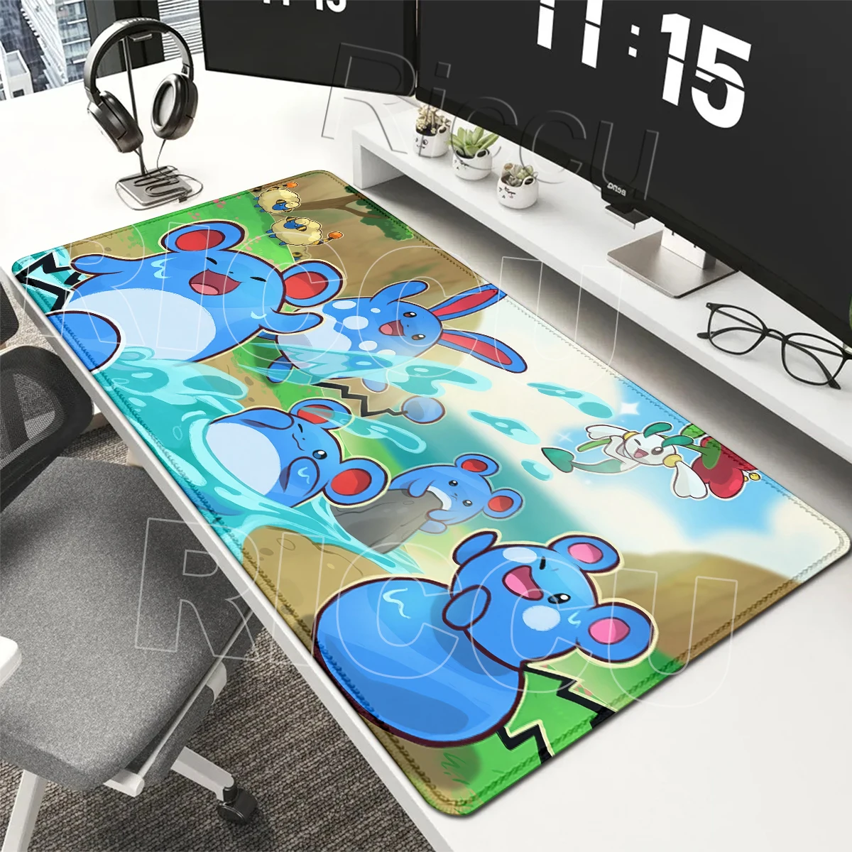 Anime Pokemon Azumaril Mouse Pads PC Computer Mechanical Keyboard Pads Gaming Office Accessories Gamer Rubber LockEdge Desk Rugs